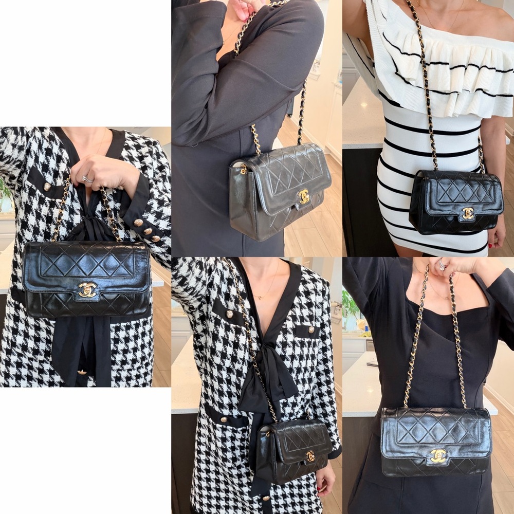 ❤️SOLD❤️ Auth CHANEL Vintage 24K Diana Classic Black Medium Single Flap Bag - Picture 16 of 17